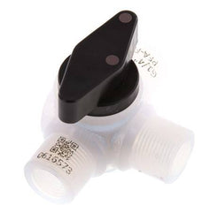 Válvula de bola de 3 vías PFA G 1/4'' FKM Vacío