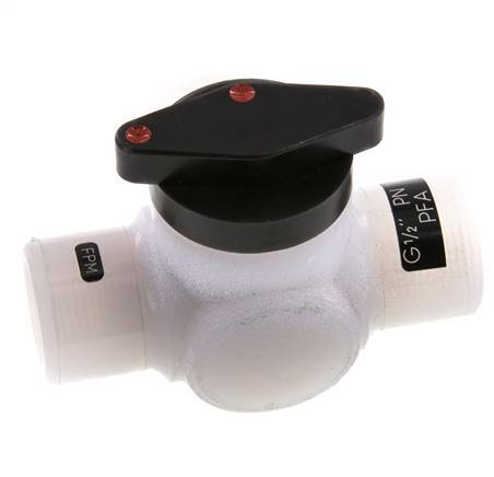 PFA 3-way Ball Valve G 1/2'' FKM Vacuum