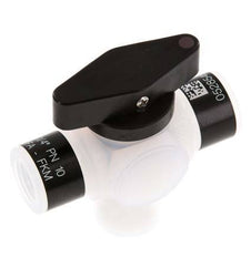 Válvula de bola de 3 vías PFA G 1/4'' FKM Vacío