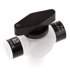 Válvula de bola de 3 vías PFA G 1/4'' FKM Vacío