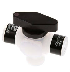 Válvula de bola de 3 vías PFA G 1/4'' FKM Vacío