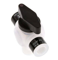 Válvula de bola de 3 vías PFA G 1/4'' FKM Vacío
