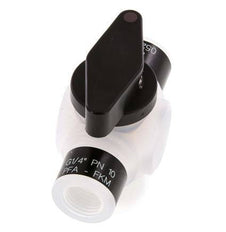 Válvula de bola de 3 vías PFA G 1/4'' FKM Vacío