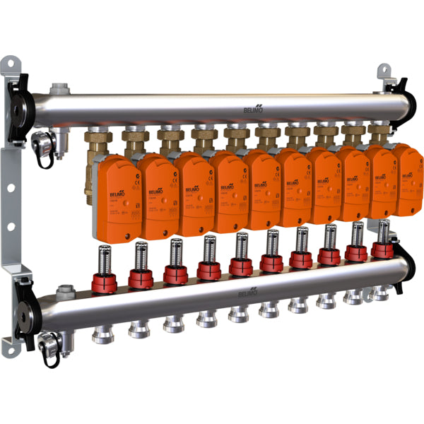 Distribuidor eléctrico Válvula de zona Latón 6bar/87psi 24 V AC/DC 10 Válvulas Belimo