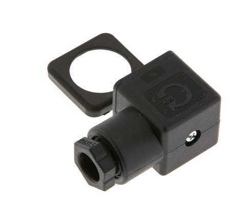 Conector para válvula solenoide DIN 43650 forma A, tamaño 3, M16x1.5, 28mm, negro