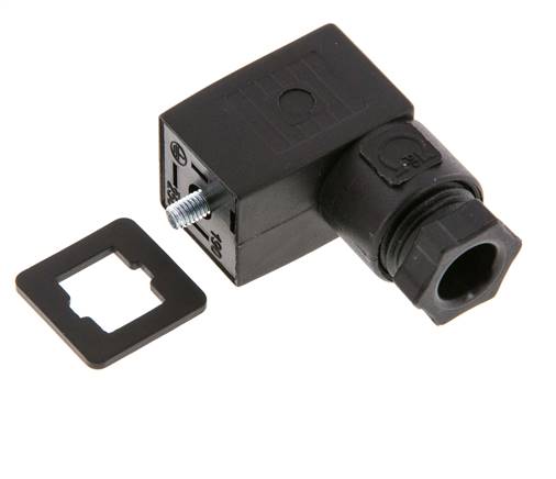 Conector para válvula solenoide estándar industrial forma C, tamaño 0, PG7, 27mm, negro [2 piezas]
