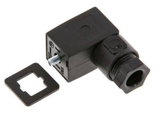 Conector para válvula solenoide estándar industrial forma C, tamaño 0, PG7, 27mm, negro [2 piezas]