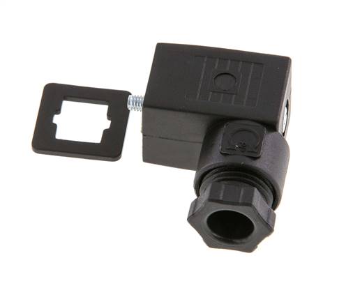 Conector para válvula solenoide estándar industrial forma C, tamaño 0, PG7, 27mm, negro [2 piezas]