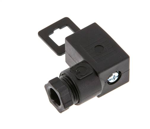 Conector para válvula solenoide estándar industrial forma C, tamaño 0, PG7, 27mm, negro [2 piezas]