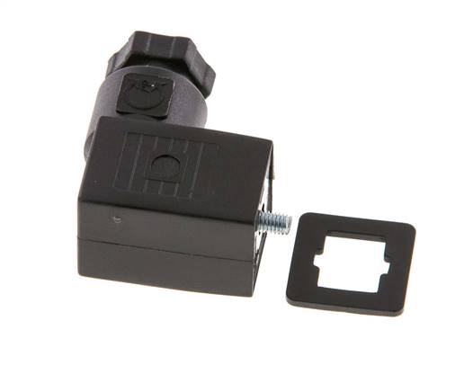 Conector para válvula solenoide estándar industrial forma C, tamaño 0, PG7, 27mm, negro [2 piezas]