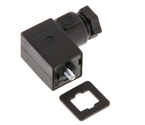 Conector para válvula solenoide estándar industrial forma C, tamaño 0, PG7, 27mm, negro [2 piezas]