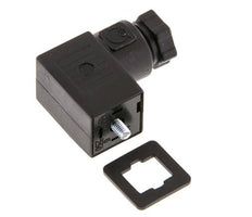 Conector para válvula solenoide estándar industrial forma C, tamaño 0, PG7, 27mm, negro [2 piezas]