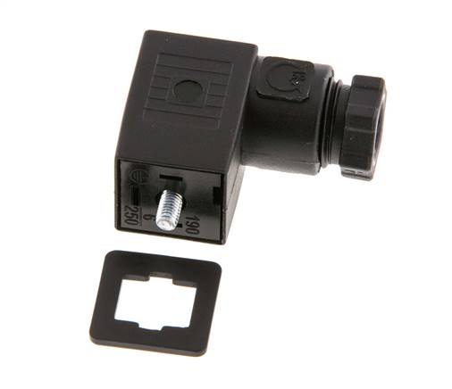 Conector para válvula solenoide estándar industrial forma C, tamaño 0, PG7, 27mm, negro [2 piezas]