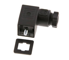 Conector para válvula solenoide estándar industrial forma C, tamaño 0, PG7, 27mm, negro [2 piezas]
