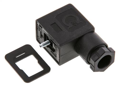 Conector para válvula solenoide estándar industrial forma B, tamaño 1, M16x1.5, 31mm, negro [2 piezas]