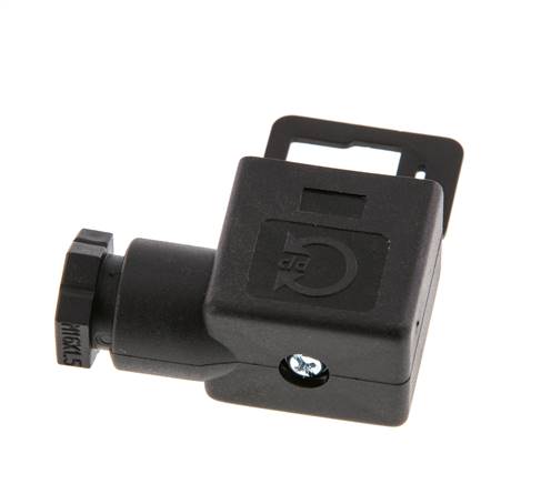 Conector para válvula solenoide estándar industrial forma B, tamaño 1, M16x1.5, 31mm, negro [2 piezas]