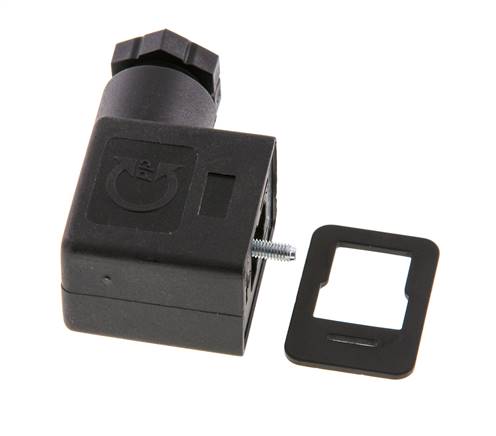 Conector para válvula solenoide estándar industrial forma B, tamaño 1, M16x1.5, 31mm, negro [2 piezas]