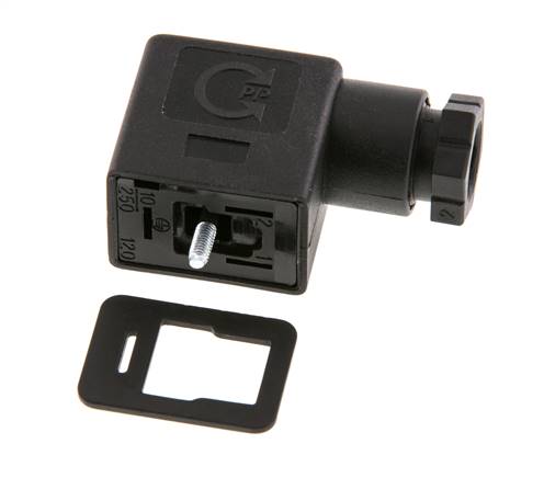 Conector para válvula solenoide estándar industrial forma B, tamaño 1, M16x1.5, 31mm, negro [2 piezas]