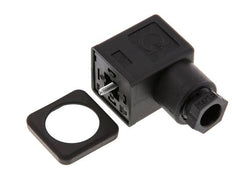 Conector para válvula solenoide DIN 43650 forma A, tamaño 3, M16x1.5, 35mm, negro
