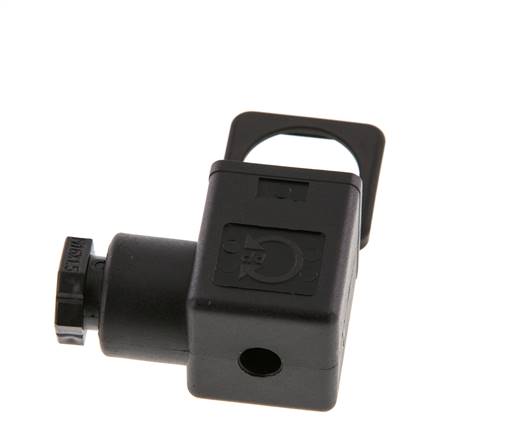 Conector para válvula solenoide DIN 43650 forma A, tamaño 3, M16x1.5, 35mm, negro