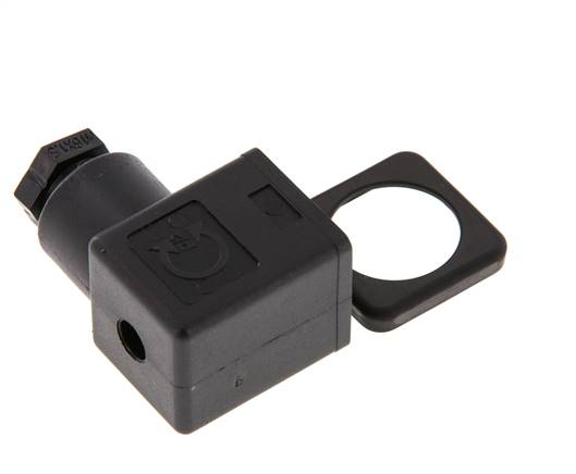 Conector para válvula solenoide DIN 43650 forma A, tamaño 3, M16x1.5, 35mm, negro