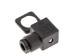 Conector para válvula solenoide DIN 43650 forma A de 3 contactos, tamaño 3, M16x1.5, 28mm, negro