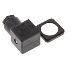 Conector para válvula solenoide DIN 43650 forma A de 3 contactos, tamaño 3, M16x1.5, 28mm, negro