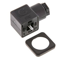 Conector para válvula solenoide DIN 43650 forma A de 3 contactos, tamaño 3, M16x1.5, 28mm, negro