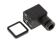 Conector para válvula solenoide DIN 43650 forma A, tamaño 3, M16x1.5, 36mm, negro