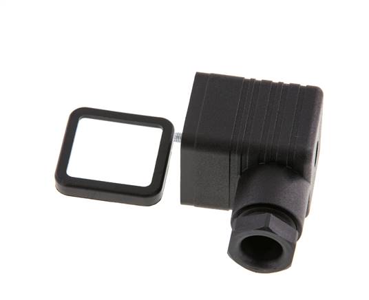 Conector para válvula solenoide DIN 43650 forma A, tamaño 3, M16x1.5, 36mm, negro