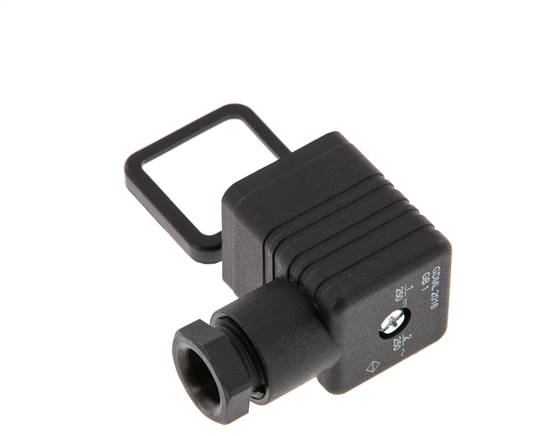 Conector para válvula solenoide DIN 43650 forma A, tamaño 3, M16x1.5, 36mm, negro