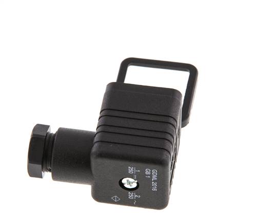 Conector para válvula solenoide DIN 43650 forma A, tamaño 3, M16x1.5, 36mm, negro