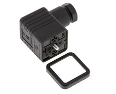 Conector para válvula solenoide DIN 43650 forma A, tamaño 3, M16x1.5, 36mm, negro