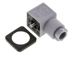 Conector para válvula solenoide DIN 43650 forma A, tamaño 3, PG9, 28mm, gris