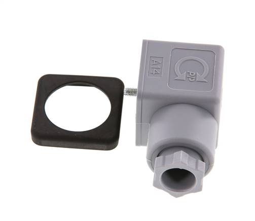 Conector para válvula solenoide DIN 43650 forma A, tamaño 3, PG9, 28mm, gris
