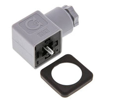 Conector para válvula solenoide DIN 43650 forma A, tamaño 3, PG9, 28mm, gris