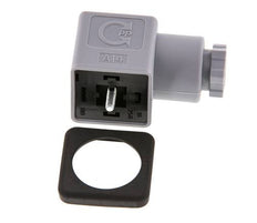 Conector para válvula solenoide DIN 43650 forma A, tamaño 3, PG9, 28mm, gris