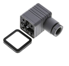 Conector para válvula solenoide DIN 43650 forma A, tamaño 3, M16x1.5, 35mm, gris