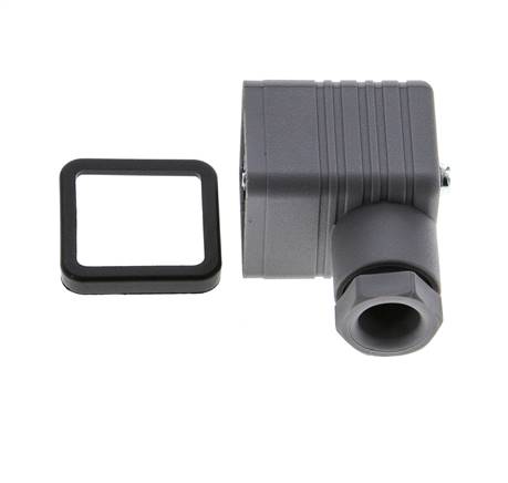 Conector para válvula solenoide DIN 43650 forma A, tamaño 3, M16x1.5, 35mm, gris