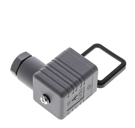 Conector para válvula solenoide DIN 43650 forma A, tamaño 3, M16x1.5, 35mm, gris
