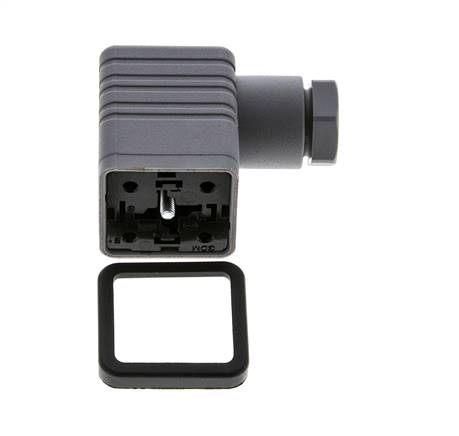 Conector para válvula solenoide DIN 43650 forma A, tamaño 3, M16x1.5, 35mm, gris