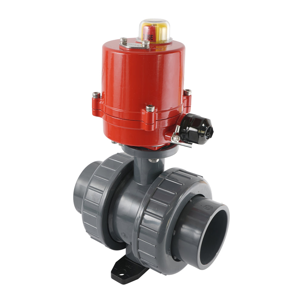 Válvula de bola eléctrica de PVC de 2 vías de 63mm 24V DC