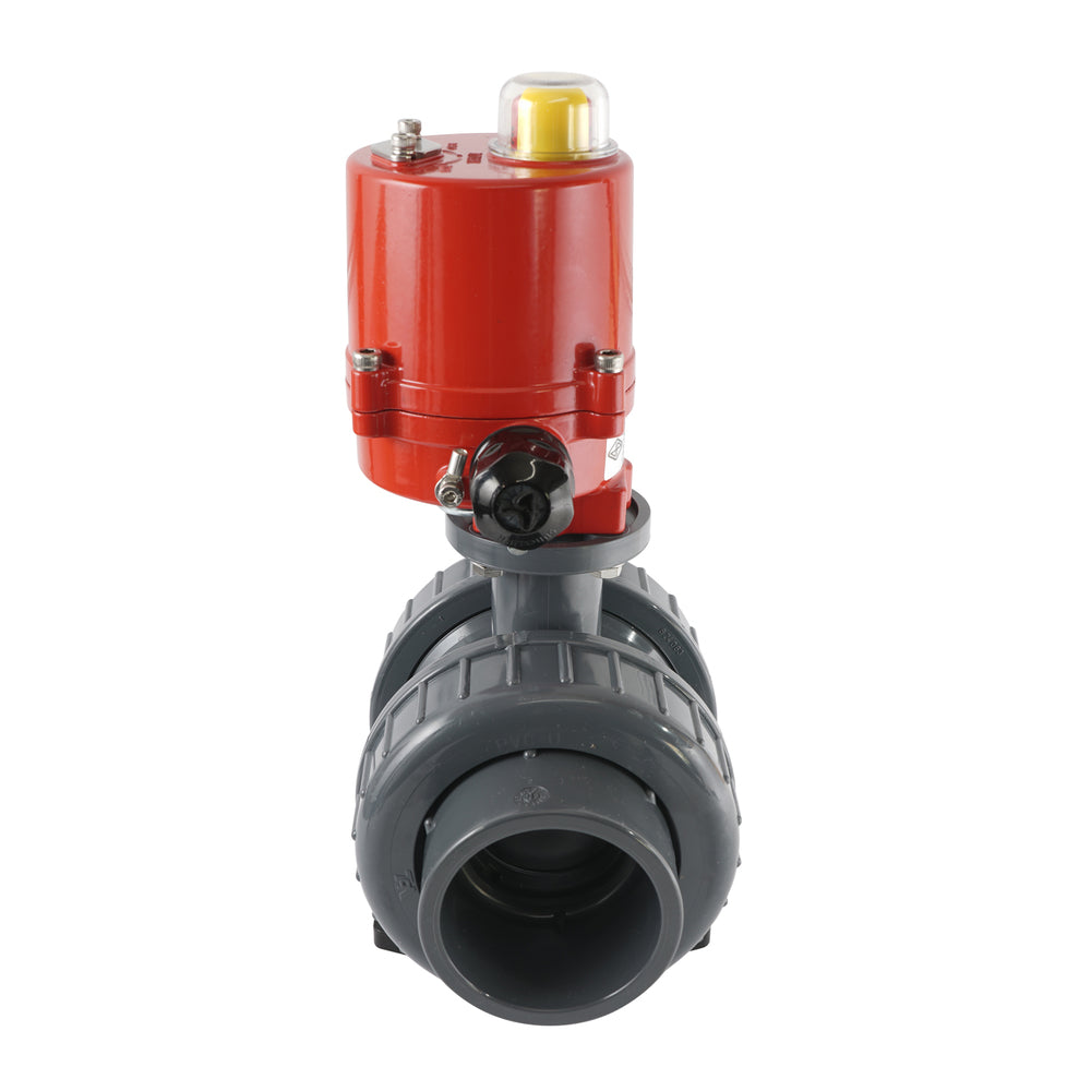 Válvula de bola eléctrica de PVC de 2 vías de 63mm 24V DC