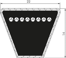Classic Imperial V-belt C272 22x14 Li-6900mm Ld-6958mm DIN 2215