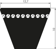 Correa trapezoidal dentada XPA 12.7x10 Li-3705mm Ld-3750mm DIN 7753